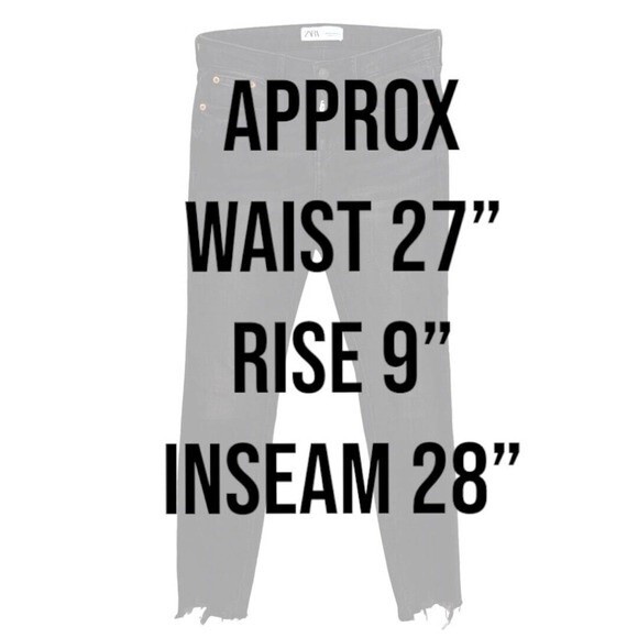 Zara Jeans Women’s 4/27 Skinny Mid Rise Black Raw Hem Stretch Denim - Picture 5 of 5